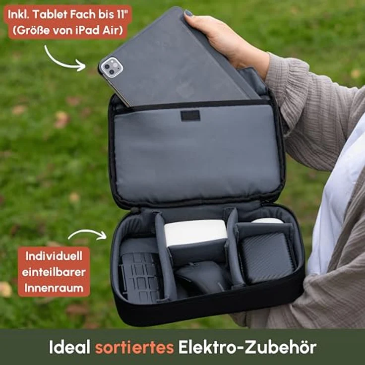 C-Rope Elektronik Organizer L, große Kameratasche mit Kabelmanagement, Schwarz, wasserfest und umweltfreundlich – Bild 3