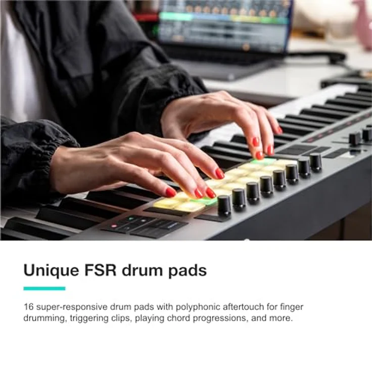 Novation Launchkey 49 MK4, MIDI Controller mit halbgewichteter Tastatur, 16 Aftertouch-Pads und anpassbarem Arpeggiator, Mehrfarbig – Bild 5