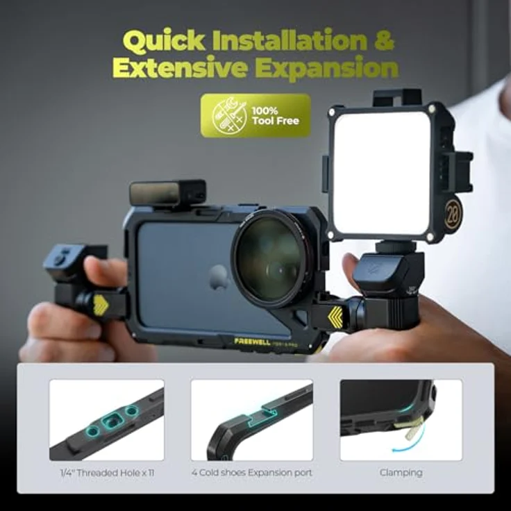 Freewell Genius Rig Cage für iPhone 17 Pro – Magnetischer Filtereinschub mit SnapClamp-Mechanismus für einfache Installation und professionelle Stabilisierung – Bild 3