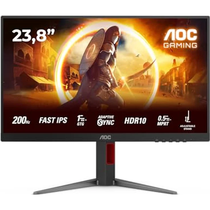 AOC Gaming 24G4HA, 24 Zoll Full HD Monitor mit 200 Hz, 1 ms Reaktionszeit, G-Sync kompatibel, HDR10, schwarz-rot – Bild 2