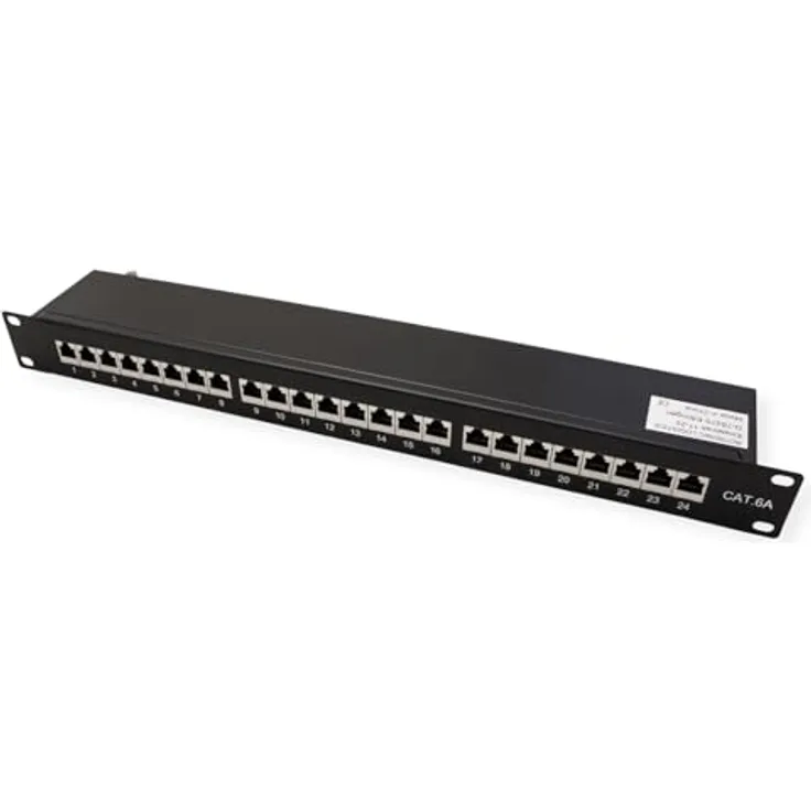 VALUE Kat.6A 19"-Patchpanel, 24 Ports, geschirmt, RJ-45, Stahlblech, schwarz