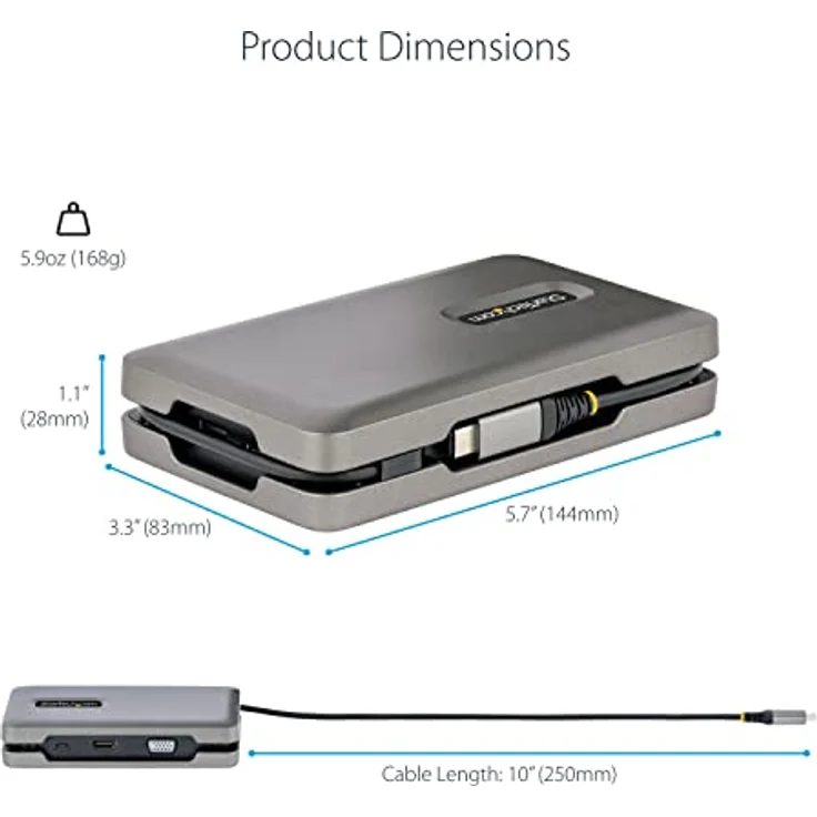 StarTech.com USB C Multiport Adapter-Docking Station - USB-C auf DP Alt Mode/4k HDMI/VGA, Dual Monitor Laptop Dockingstation, 100W PD, Ethernet, USB-C Mini Dock/MST Adapter/Reiseadapter (DKM31C3HVCPD) – Bild 5