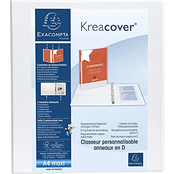 EXACOMPTA Aktenordner Exacompta Präsentationsringbuch mit 2 Ringen, Ring - Individuell gestaltbares Ringbuch für DIN A4 Dokumente, Ring-Ø 40 cm – Bild 2
