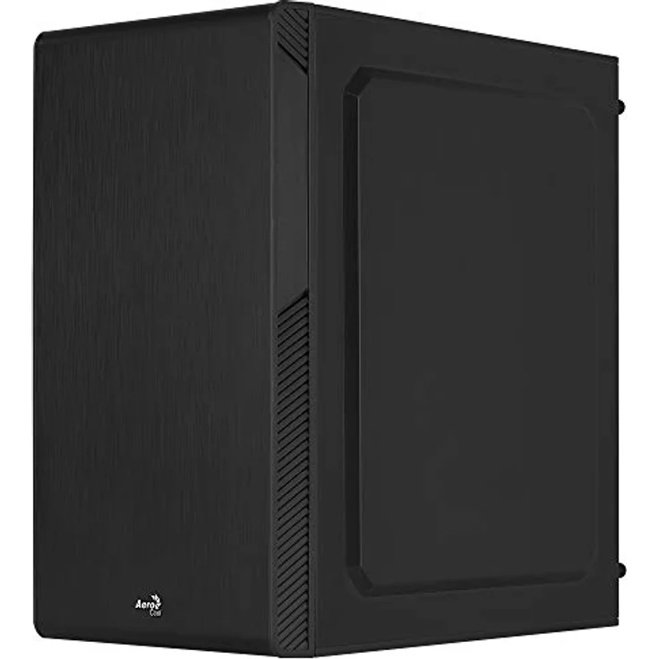 AeroCool CS-106 (mATX, Mini ITX), PC Gehäuse, Schwarz - Kompaktes Mini-Tower-Gehäuse mit gebürsteter Aluminiumfrontblende – Bild 3