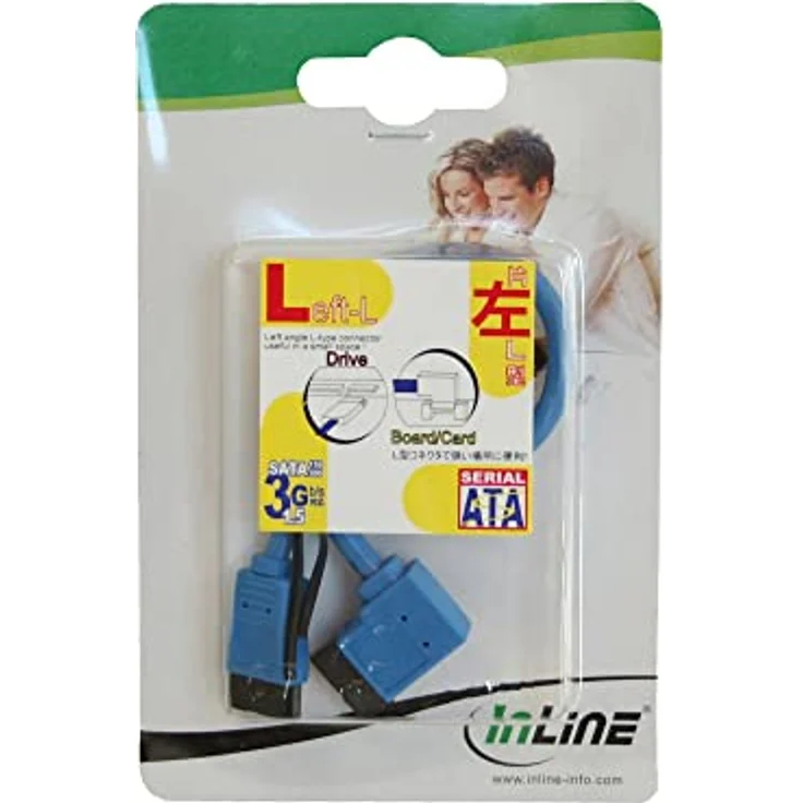 InLine 27705L SATA 6Gb/s Anschlusskabel rund, abgewinkelt links, blau, mit Lasche, 0,5m – Bild 2