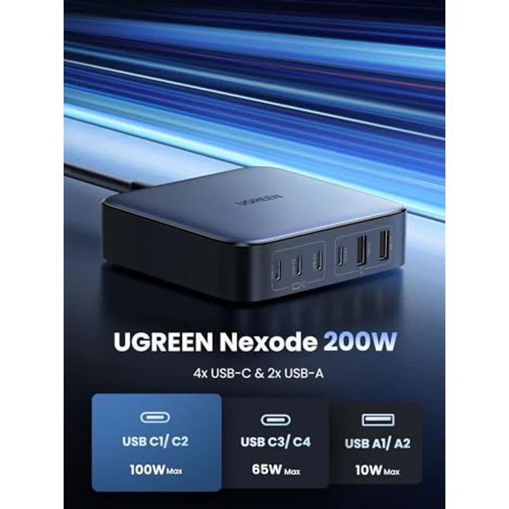 UGREEN 2USB-A+4USB-C 200W Desktop Fast Charger – Bild 2