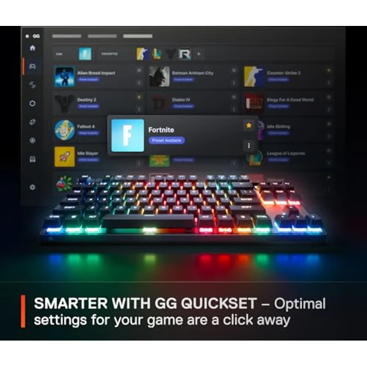 SteelSeries Apex Pro TKL Wireless Gen 3 OmniPoint 3.0 HyperMagnetic Switches, Rapid Trigger, Spielfertige Voreinstellungen, Schutzmodus, Rapid Tap/SOCD, Dual Wireless - Gaming-Tastatur, schwarz – Bild 4