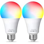 Fitop Alexa Glühbirne Smart Lampe E27, WLAN Lampe LED Kompatibel mit Alexa/Google Home, 9W, Dimmbar Warmweiß-Kaltweiß und Mehrfarbige Birne, Kontrolle durch APP, Kein Hub Benötigt, 2 Stück
