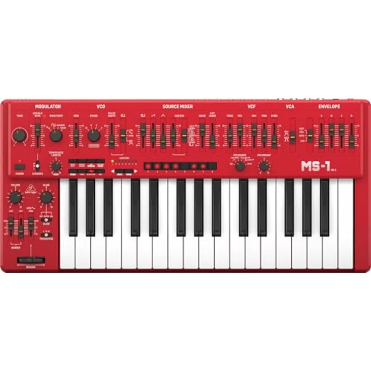 Behringer MS-1 MkII RD, Analoger Synthesizer Clone des Roland SH-101 mit 32 Tasten und 24dB Lowpass Filter, Rot – Bild 2