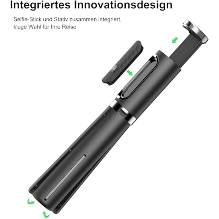 ATUMTEK Selfie Stick Stativ, 3-in-1 Aluminium mit Bluetooth-Fernbedienung, kompatibel mit iPhone 17/16/15/14/13/12 mini/11 Pro und Samsung Smartphones, Schwarz – Bild 2