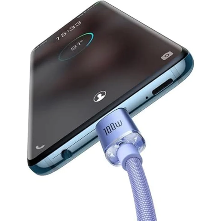 Baseus Crystal Shine Schnellladedatenkabel Typ-C auf Typ-C 100W 2m Quick Charge - Lila – Bild 3