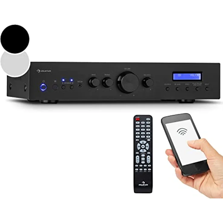Auna AMP-CD608 DAB Audioverstärker, 4-Kanal Digital Bluetooth HiFi Stereo Verstärker mit 400 W und DAB+ Radio