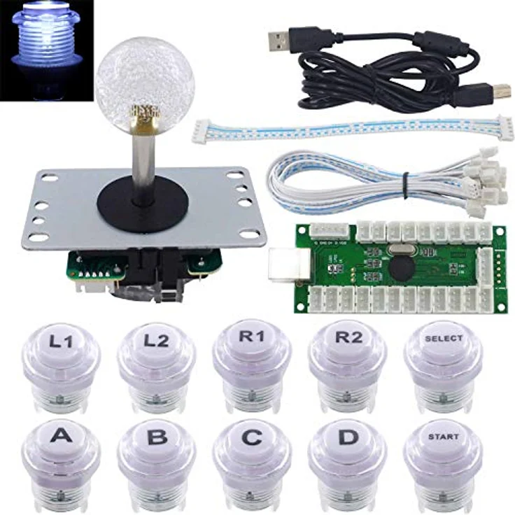 SJ@JX Arcade Game LED DIY Kit, Joystick Controller mit mechanischen BLACK SWITCH Tasten, Zero Delay USB Encoder, kompatibel mit Windows und Raspberry Pi RetroPie – Bild 1