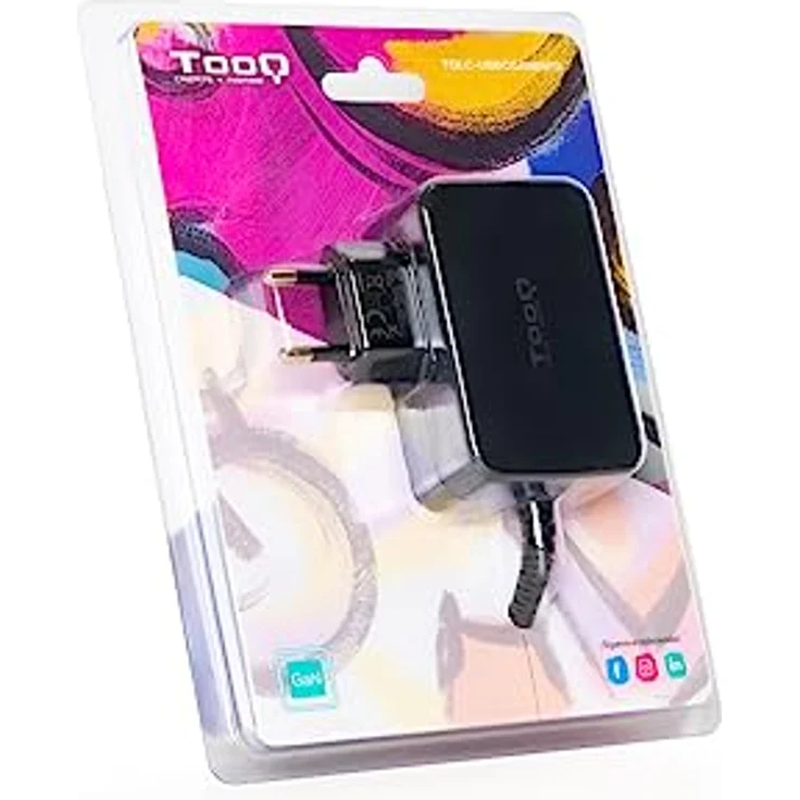 Tooq Technology Cargador Portatil Gan USB-C PD 65W, USB Ladegerät für Laptops, Schwarz – Bild 5