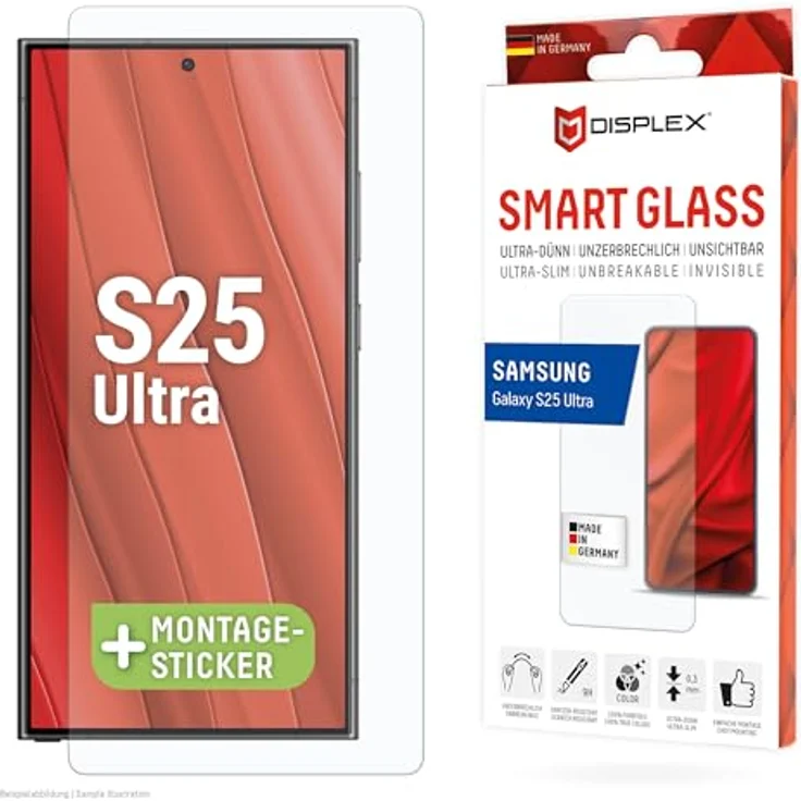 Displex Schutzglas für Samsung Galaxy S25 Ultra, Eco-Montagerahmen, kratzer-resistente Schutzfolie, hüllenfreundlich (Smart Glass Ultra-Slim) – Bild 1
