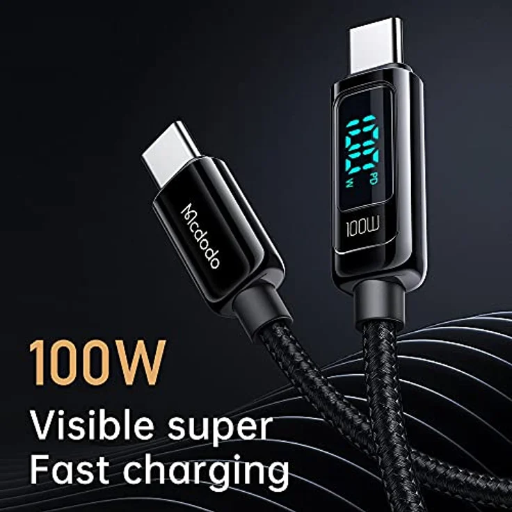Mcdodo CA-8820 100W USB-C auf USB-C Kabel, 1,2m, schwarz, E-Marker Chip, 5A, langlebige Zink- und Nylonkonstruktion, schnell und sicher laden – Bild 5