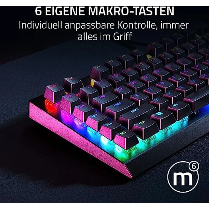 Razer BlackWidow V4 X - Mechanische Gaming-Tastatur mit Razer Chroma RGB (Mechanische Razer Green Switches, 6 eigene Makro-Tasten, Doubleshot-ABS-Tastenkappen) QWERTY US-Layout | Schwarz – Bild 3