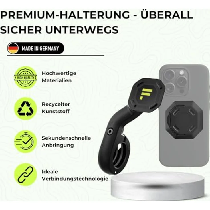 Feschd Bike Bundle, Smartphone Halterung mit integrierten Fingerring, Magnethalter und Vibrationsdämpfer, Schwarz – Bild 3