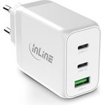InLine® USB PD Netzteil, 65W GaN Ladegerät mit 3 Ports, Dual USB-C + USB-A, weiß