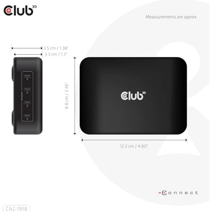 Club 3D CAC-1918 Reiseladegerät, 240W 4xUSB Typ-C mit Power Delivery und GaN-Technologie, Schwarz – Bild 2
