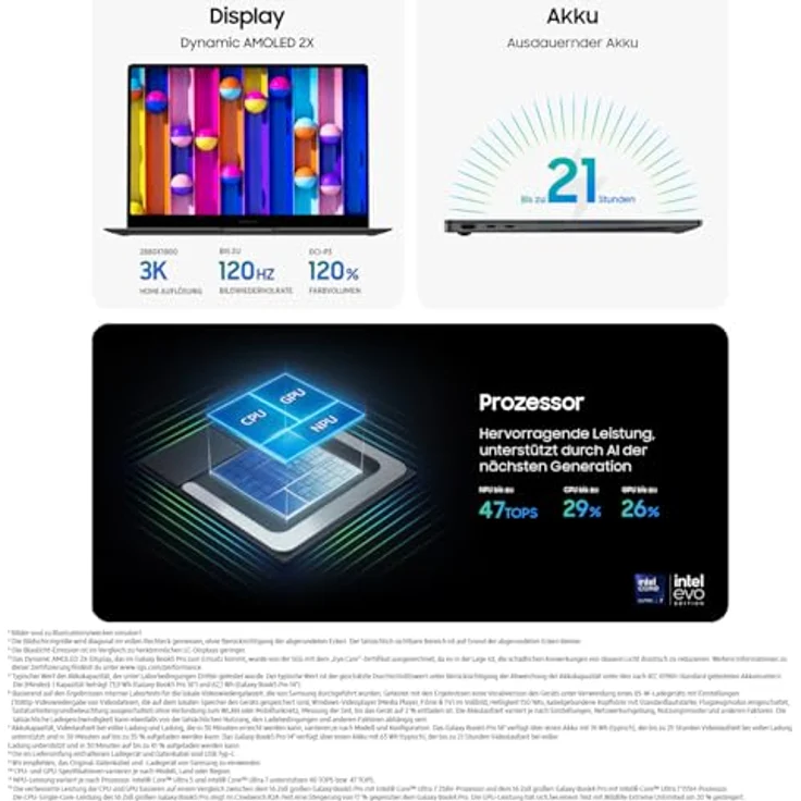 Samsung Galaxy Book5 Pro AI-Laptop, 14-Zoll-Display, Intel Core Ultra 7 Prozessor, 16 GB RAM, 512 GB Speicher, Moonstone Gray, 3 Jahre Herstellergarantie – Bild 5