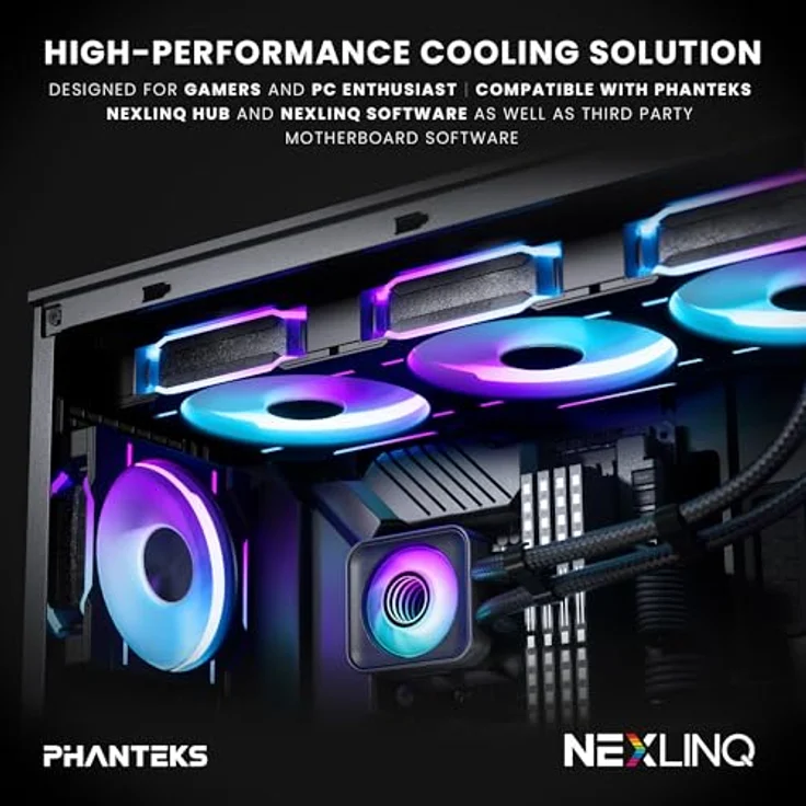 Phanteks Glacier One 420D30 X2 DRGB, 420mm AiO Wasserkühlung für CPU, schwarz, mit DRGB-Beleuchtung – Bild 7