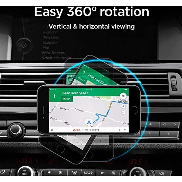 Spigen QS24, CD Slot Smartphone Halterung mit Neodym-Magnet, 360° drehbar, Schwarz – Bild 4