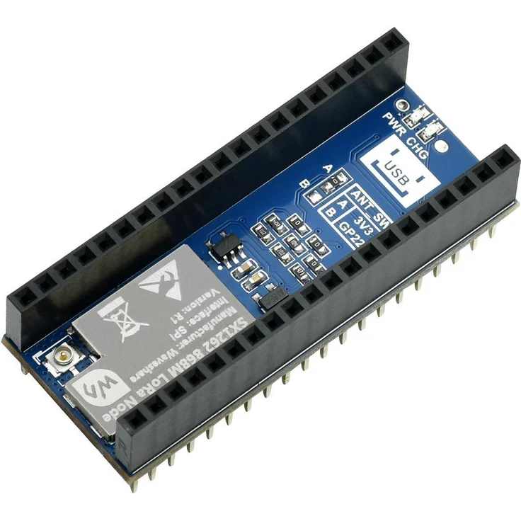 Sertronics WaveShare SX1262 LoRa Node Module für Raspberry Pi Pico, LoRaWAN EU868, mit 600mAh Li-Po Akku und 868MHz Antenne