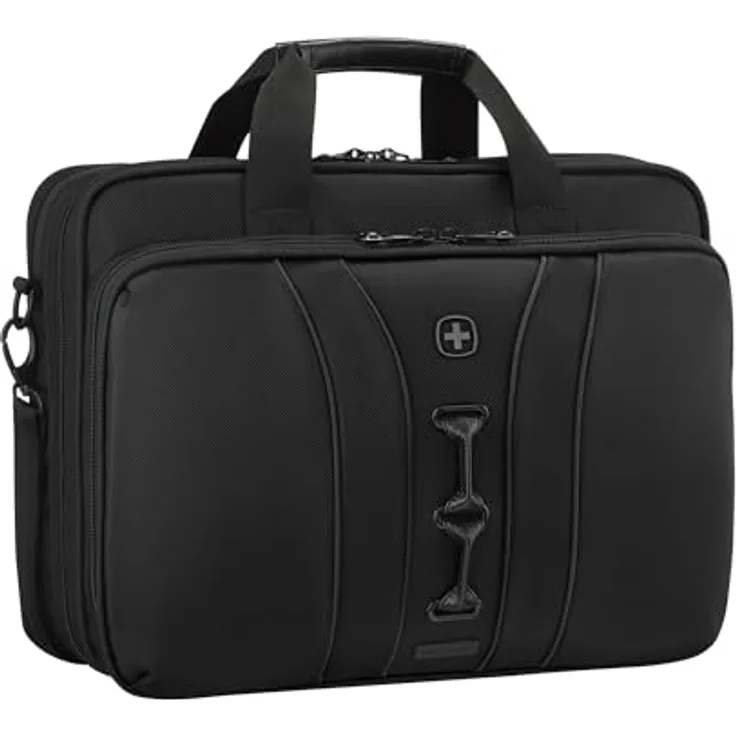 Wenger Legacy Black Series 16" Laptop-Tasche, Aktentasche aus recyceltem Material mit gepolstertem Laptop- und Tabletfach, schwarz