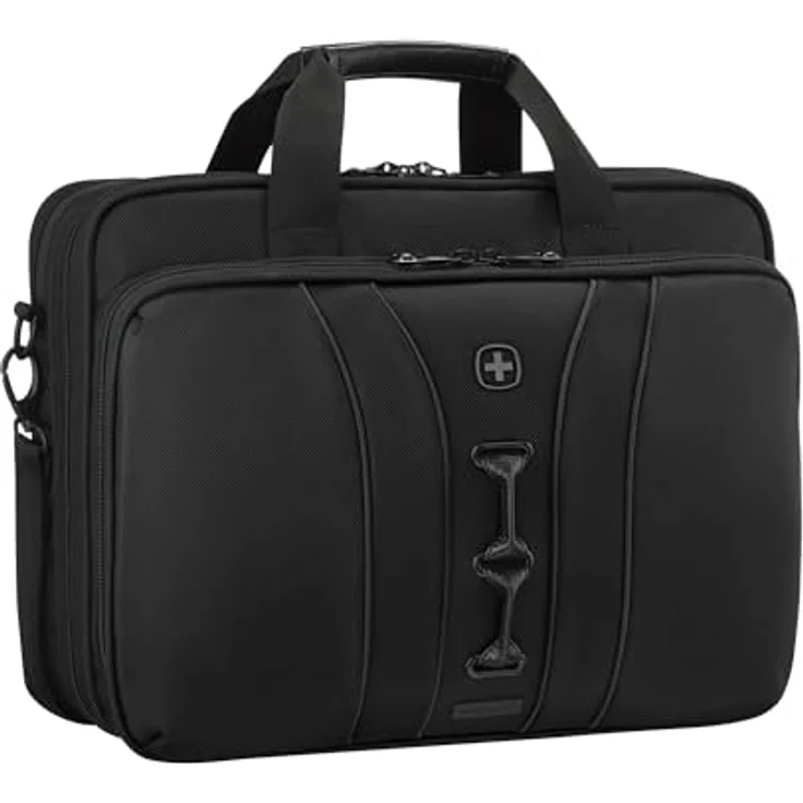 Wenger Legacy Black Series 16" Laptop-Tasche, Aktentasche aus recyceltem Material mit gepolstertem Laptop- und Tabletfach, schwarz – Bild 1