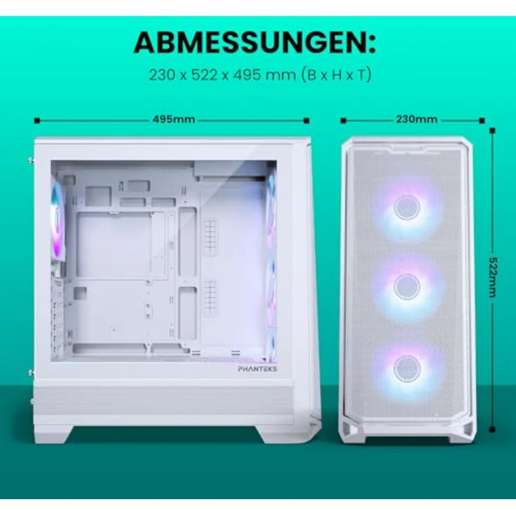 PHANTEKS Eclipse G400A PC-Gehäuse, Midi-Tower, E-ATX, Tempered Glass, D-RGB - weiß – Bild 2