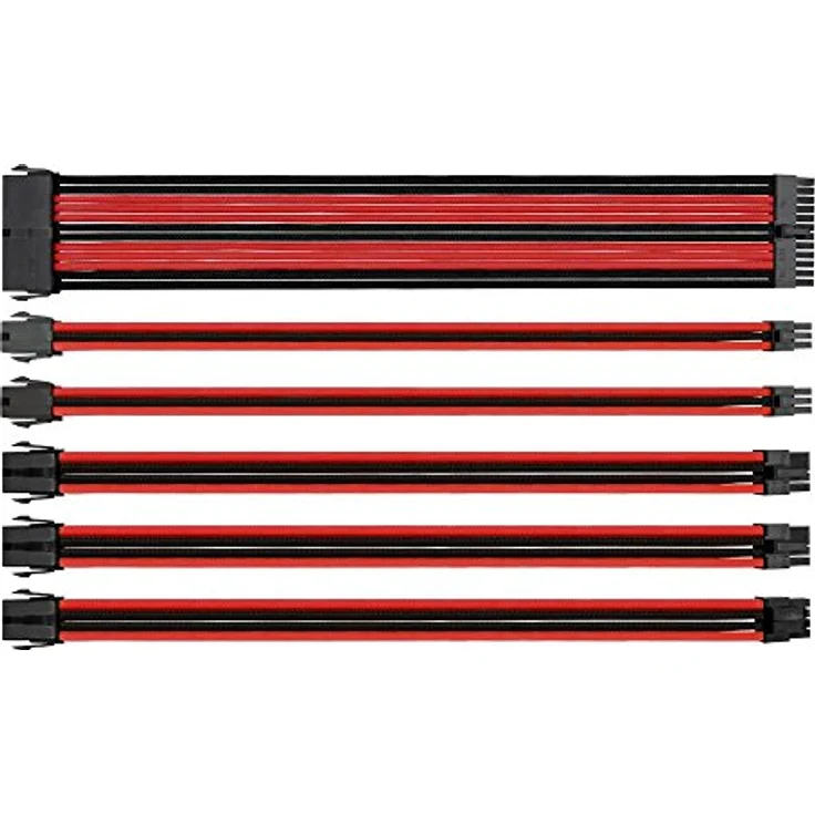 Thermaltake TtMod Sleeved Cable (Kabelverlängerung für Netzteile mit Extra-Sleeves) schwarz-rot – Bild 2