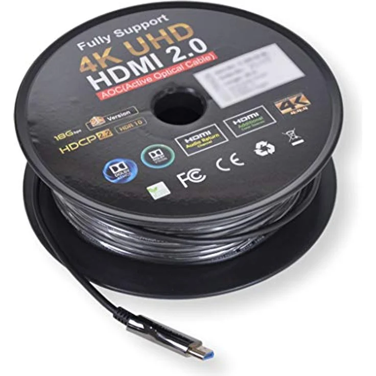 MaxTrack aktives HDMI® Glasfaser Kabel mit Ethernet C508-40ML - HDMI 2.0, 4K UHD, 4K@60Hz, 3D, HDR, HDCP 2.2, YUV 4:4:4, mit optischem Wandler, bis zu 100m Reichweite – Bild 1