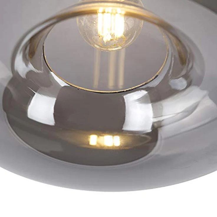 Qazqa - Art Deco Deckenleuchte Busa in Schwarz mit Rauchglas - LED geeignet E27 – Bild 5