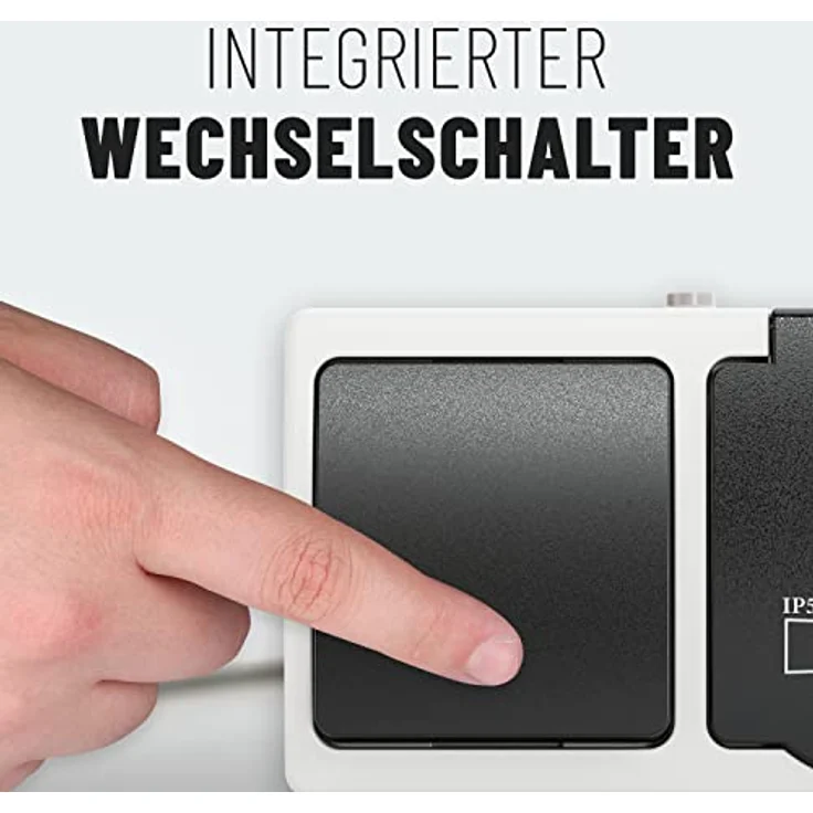 greate 20x Aufputz Schalter Steckdose Kombination mit IP44 für Feuchtraum, grau - Schalter Wechselschalter 250V & 16A, Kunststoffplättchen, 2 Leitungseinführungen – Bild 5