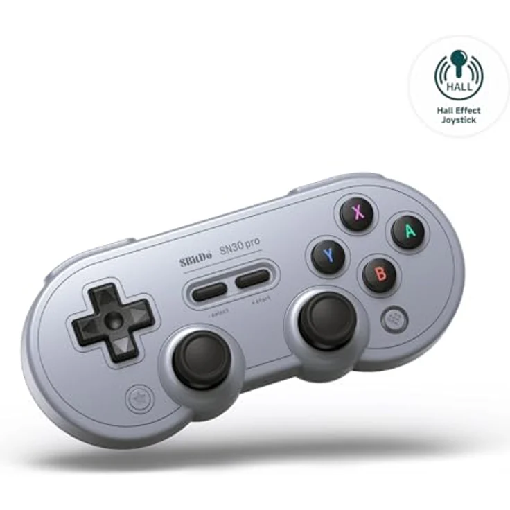 8bitdo SN30 Pro, Gaming Controller mit Bluetooth, Rumble, bewegungssteuerung, Grau – Bild 1