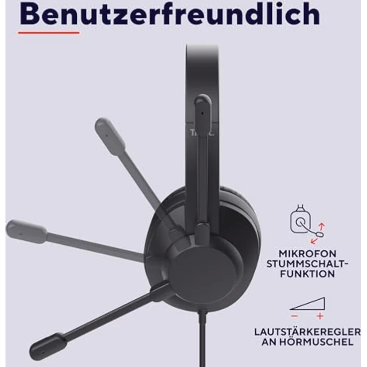 Trust Ayda Max PC Headset Over-Ear, Mikrofon 3.5mm, 1,80 m Kabel, verstellbarer Kopfbügel, 85% Recyclingkunststoff, schwarz – Bild 4