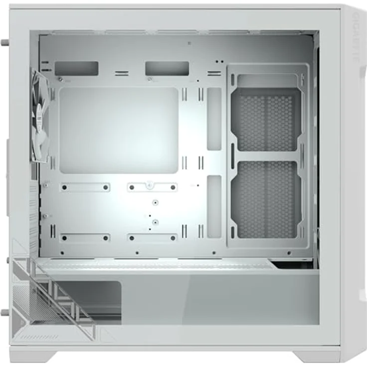 Gigabyte AORUS C102 ICE Midi Tower Gaming Gehäuse, Weiß, mit Glasseitenfenster und 2x 120mm Lüfter, 5 Erweiterungssteckplätzen, Mini ITX/Micro ATX Unterstützung – Bild 6