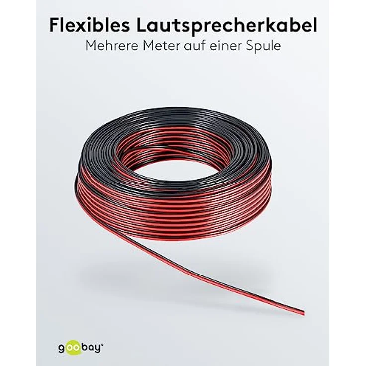 Goobay 67735 Lautsprecherkabel 2x2,5mm² CCA Litze / Boxenkabel Audio Kabel Meterware / Speaker Cable Litzenkabel Audiokabel / Subwoofer Kabel / Rot Schwarz / 10m – Bild 4