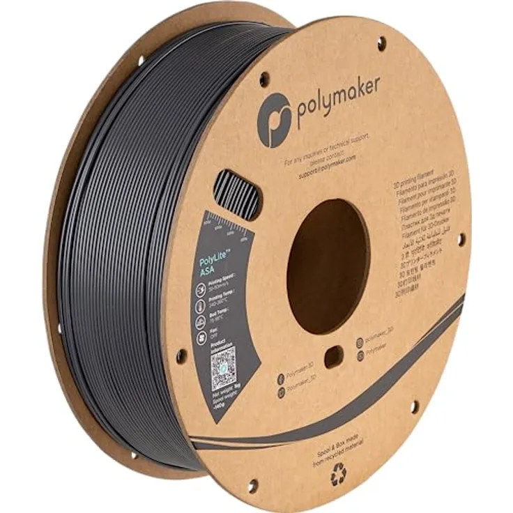 Polymaker PF01037 Dark Grey Filament ASA, UV-beständig, witterungsbeständig, hitzebeständig, matte Oberfläche