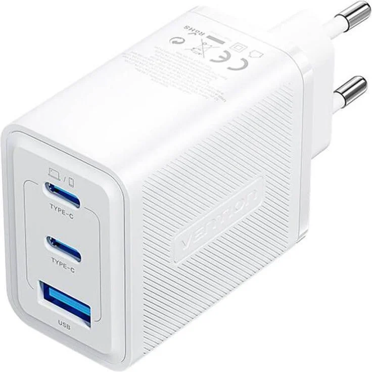 Vention FERW0-EU, Wall Charger mit 2xUSB-C und USB-A, 65W GaN, Weiss