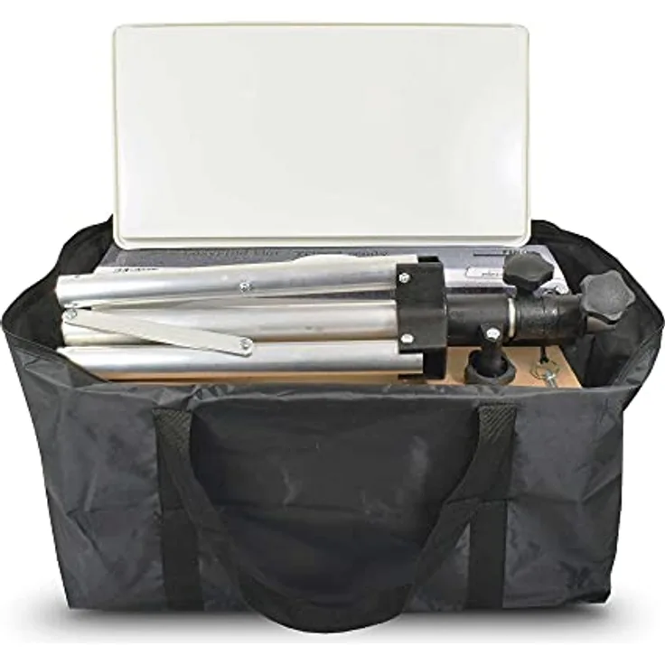 easyfind EasyFind Traveller Kit II, Camping Satellitenanlage inkl. Alu Dreibein Stativ, Flachantenne mit EasyFind II Technologie und Tragetasche, 1 Teilnehmer