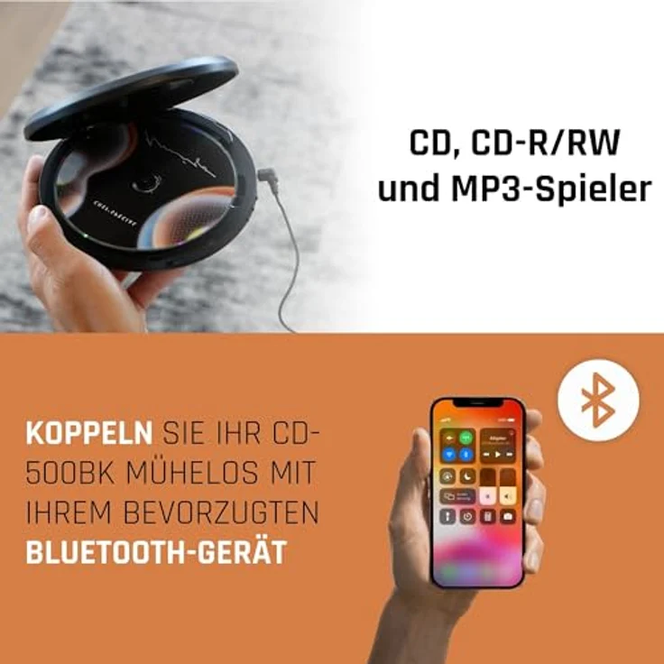 Lenco CD-500 Portabler CD-Player mit DAB+ Radio BT Akku CD-Player (Bluetooth, UKW Radio) – Bild 5