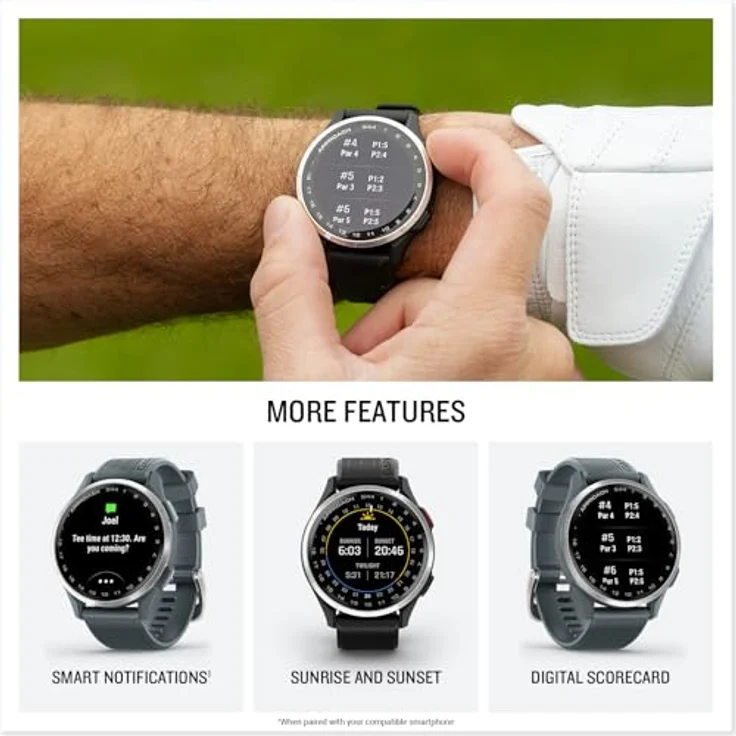 Garmin Approach S44, GPS-Sportuhr mit 1,2" Touchscreen, 4 GB Speicher, 42 g, Bluetooth-Benachrichtigungen – Bild 4