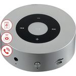 KAMINIO Knister Lautsprecher Moritz - Tragbare Soundbox mit Kaminfeuer-Klängen, Bluetooth, AUX, Mikrofon, Akku - Silber