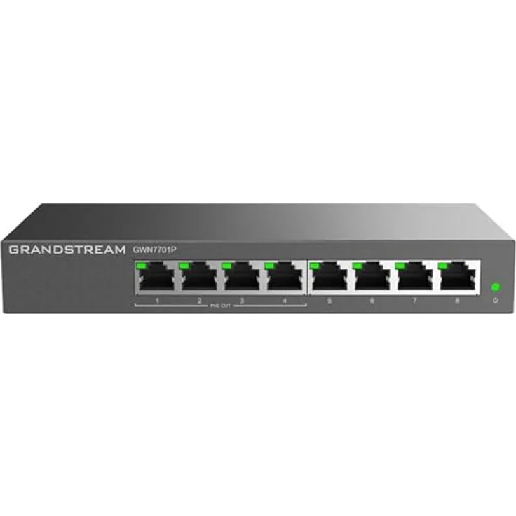 Grandstream GWN-770x (8 Ports) Netzwerk Switch, Schwarz, 8x Gigabit RJ45-Ports, PoE-fähig