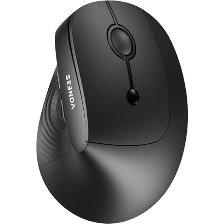 seenda MOU200 Ergonomische Vertikale Maus, Kabellos via USB + Dual-Bluetooth, Multi-Device Wireless Mouse für bis zu 3 Geräte, Schwarz – Bild 1