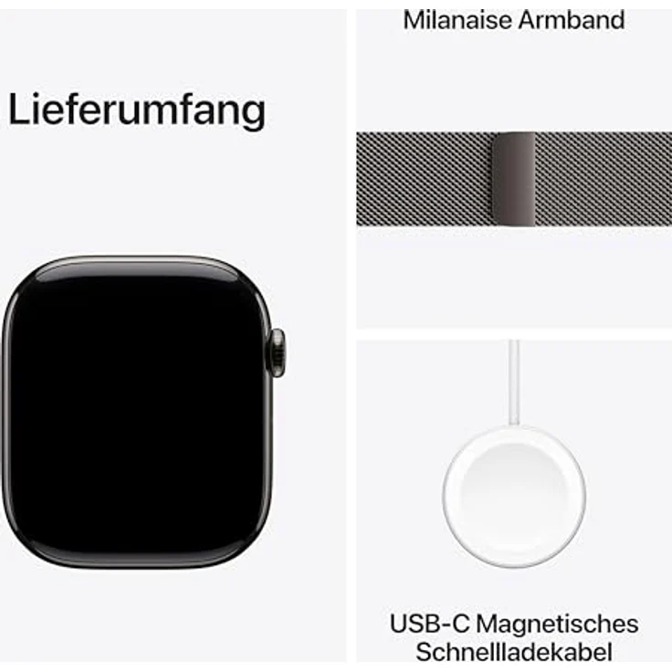 Apple Watch Series 10, 46 mm, GPS + Cellular, Titan Schiefergehäuse, Milanaise Schiefer, S/M – Bild 6