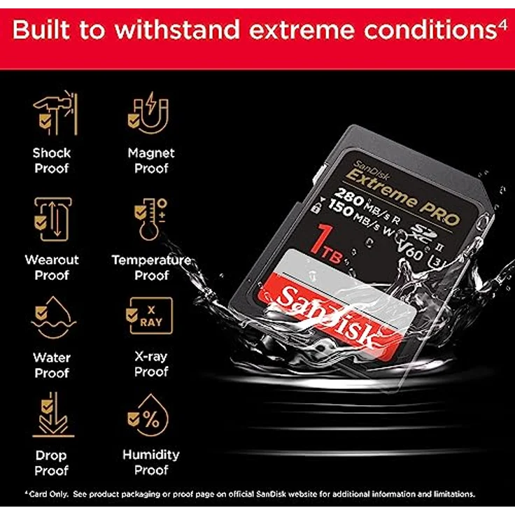 SanDisk Extreme PRO SDXC UHS-II Speicherkarte V60 1 TB (280 MB/s, 6K, 4K UHD, U3, C10, Rescue PRO Deluxe) – Bild 5