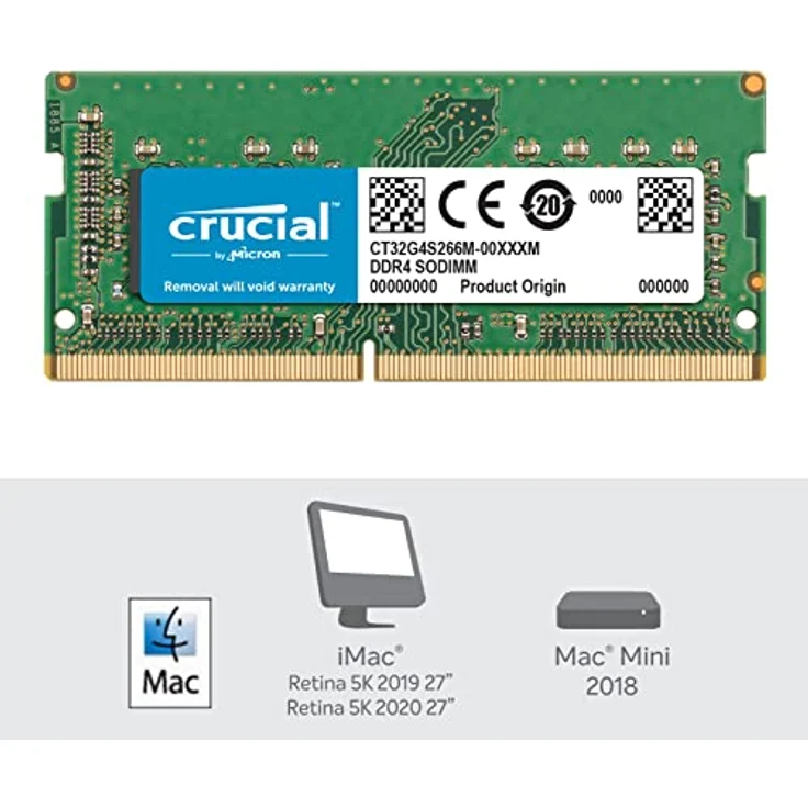Crucial CT2K32G4S266M 64GB Speicher Kit (32GB x2) (DDR4, 2666 MT-s, CL19, SODIMM, 260-Polig für Mac) – Bild 2